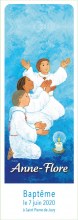 signet personnalisé de baptême, communion et profession de foi : trois enfants en aube blanche et cierge